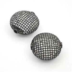 Copper Button Beads Pave Zirconia Black Plated, approx 25mm [FD27462]