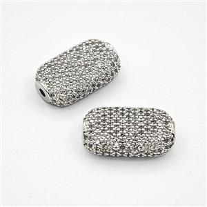 Copper Rectangle Beads Pave Zirconia Platinum Plated, approx 11-18mm [FD27463]