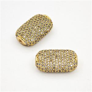 Copper Rectangle Beads Pave Zirconia Gold Plated, approx 11-18mm [FD27464]