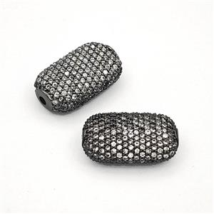 Copper Rectangle Beads Pave Zirconia Black Plated, approx 11-18mm [FD27465]