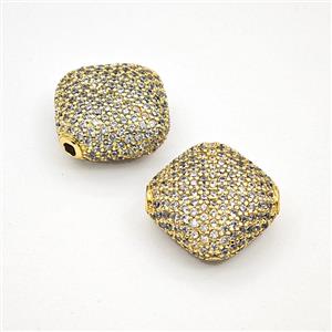 Copper Rhombus Beads Pave Zirconia Gold Plated, approx 18-20mm [FD27467]