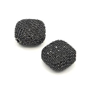 Copper Rhombus Beads Pave Zirconia Black Plated, approx 18-20mm [FD27468]