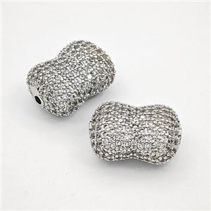 Copper Penut Beads Pave Zirconia Platinum Plated, approx 15-20mm [FD27469]