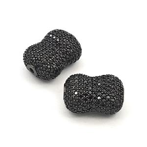 Copper Penut Beads Pave Zirconia Black Plated, approx 15-20mm [FD27471]