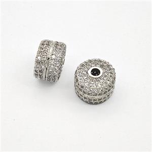 Copper Rondelle Beads Pave Zirconia Platinum Plated, approx 10mm [FD27477]