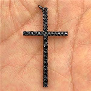 Copper Cross Pendant Pave Zirconia Black Plated, approx 23-38mm [FD27486]