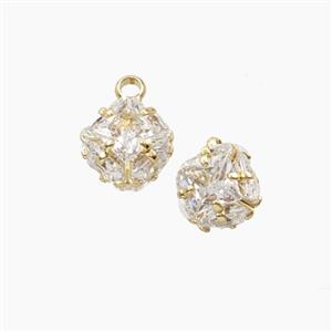Copper Pendant Pave Zircon, Gold Plated, approx 8mm [FD27492-8MM]
