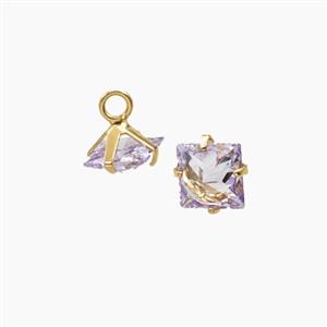 Copper Pendant Pave Zircon, Gold Plated, approx 7-8mm [FD27502]