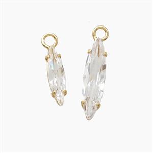Copper Pendant Pave Zircon, Gold Plated, approx 3x11mm [FD27506-3X11MM]