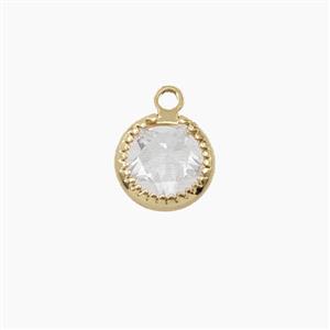 Copper Pendant Pave Zircon, Gold Plated, approx 7.5mm [FD27532]