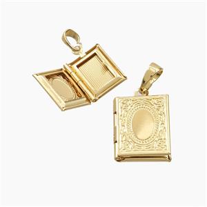 Copper Locket Pendant Rectangle Gold Plated, approx 11-14mm [FD27586]