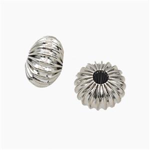 Copper Rondelle Beads Ribbed Platinum Plated, approx 8x12mm [FD27621]
