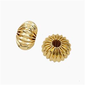 Copper Rondelle Beads Ribbed Gold Plated, approx 8x12mm [FD27622]