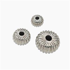 Copper Rondelle Beads Ribbed Platinum Plated, approx 11mm [FD27623-11MM]