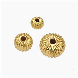 Copper Rondelle Beads Ribbed Gold Plated, approx 11mm [FD27624-11MM]