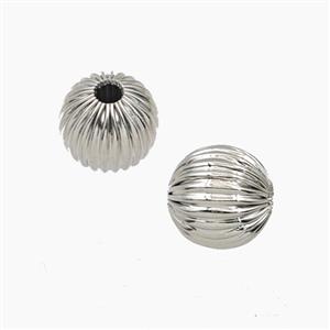 Copper Round Beads Ribbed Platinum Plated, approx 10mm [FD27625]