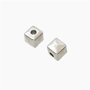 Copper Cube Beads Platinum Plated, approx 5mm [FD27642]