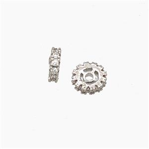 Copper Heishi Spacer Beads Pave Zirconia Platinum Plated, approx 6mm [FD27657]