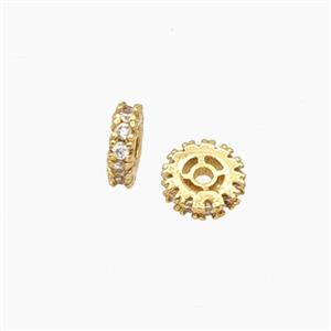 Copper Heishi Spacer Beads Pave Zirconia Gold Plated, approx 6mm [FD27658]