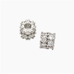 Copper Tube Beads Pave Zirconia Platinum Plated, approx 5.5-6.5mm [FD27659]