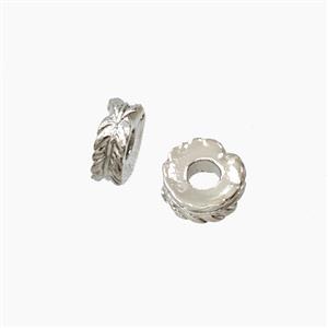 Copper Heishi Spacer Beads Feather Platinum Plated, approx 7mm [FD27665]