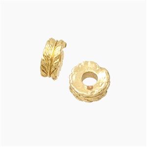 Copper Heishi Spacer Beads Feather Gold Plated, approx 7mm [FD27666]