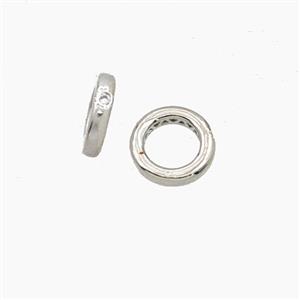 Copper Rings Beads Pave Zirconia Platinum Plated, approx 8mm [FD27669]