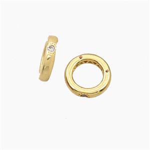 Copper Rings Beads Pave Zirconia Gold Plated, approx 8mm [FD27670]