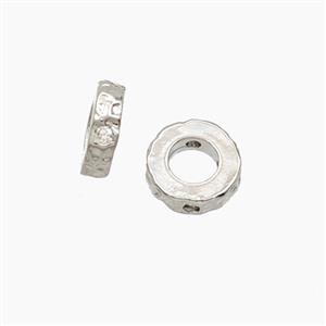 Copper Rings Beads Pave Zirconia Platinum Plated, approx 8mm [FD27671]