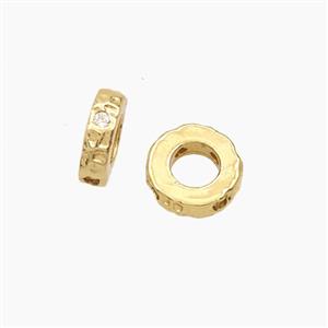 Copper Rings Beads Pave Zirconia Gold Plated, approx 8mm [FD27672]