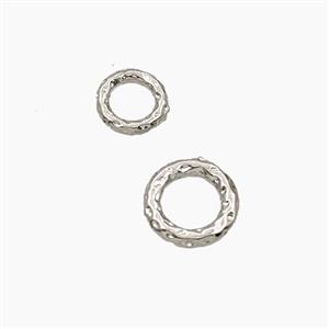 Copper Closed Jumprings Hammered Platinum Plated, approx 8mm [FD27675-8MM]