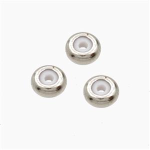 Copper Rondelle Stoper Beads With Rubber Smooth Platinum Plated, approx 4mm [FD27697]
