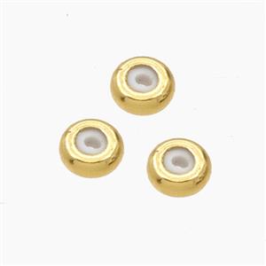 Copper Rondelle Stoper Beads With Rubber Smooth Gold Plated, approx 4mm [FD27698]