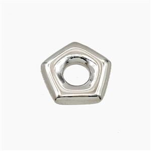 Copper Polygon Beads Star Platinum Plated, approx 14mm [FD27715]