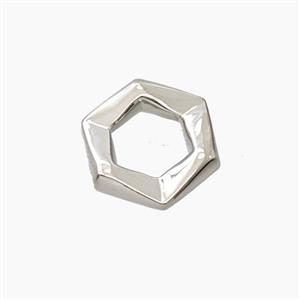 Copper Hexagon Connector Platinum Plated, approx 15mm [FD27717]