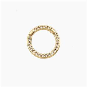 Copper Carabiner Clasp Pave Zirconia Gold Plated, approx 12mm [FD27750]