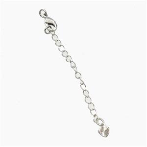 Copper Necklace Extender Platinum Plated, approx 60mm length [FD27751]