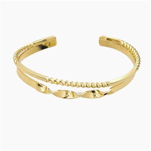 Copper Open Cuff Bangles Gold Plated, approx 8mm, 50-60mm dia [FD27756]