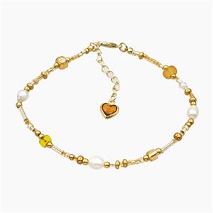 Seed Glass Bracelets With Pearl Adjustable, approx 2-4mm, 16-21cm length [FD27758]