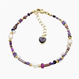 Seed Glass Bracelets With Pearl Adjustable, approx 2-4mm, 16-21cm length [FD27762]