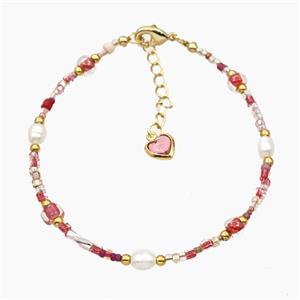 Seed Glass Bracelets With Pearl Adjustable, approx 2-4mm, 16-21cm length [FD27763]