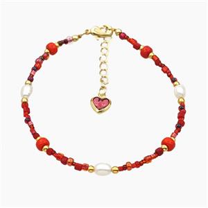 Seed Glass Bracelets With Pearl Adjustable, approx 2-4mm, 16-21cm length [FD27764]