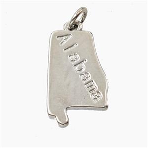 Copper Alabama Maps Pendant Platinum Plated, approx 12-20mm [FD27820]