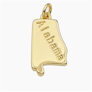 Copper Alabama Maps Pendant Gold Plated, approx 12-20mm [FD27821]
