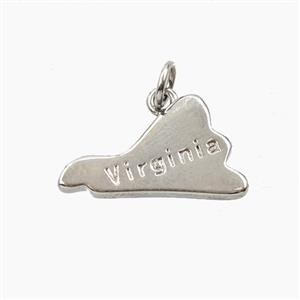 Copper Virginia Maps Pendant Platinum Plated, approx 11-19mm [FD27824]