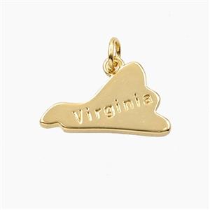 Copper Virginia Maps Pendant Gold Plated, approx 11-19mm [FD27825]