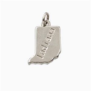 Copper Maps Of Indiana Pendant Platinum Plated, approx 12-14mm [FD27828]