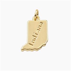 Copper Maps Of Indiana Pendant Gold Plated, approx 12-14mm [FD27829]