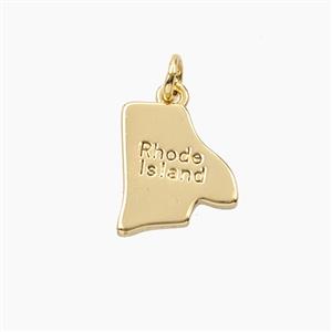 Copper Maps Of Rhode Island Pendant Gold Plated, approx 12-14mm [FD27833]