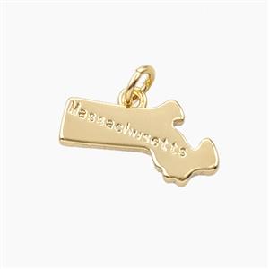 Copper Maps Of Massachusetts Pendant Gold Plated, approx 10-18mm [FD27837]